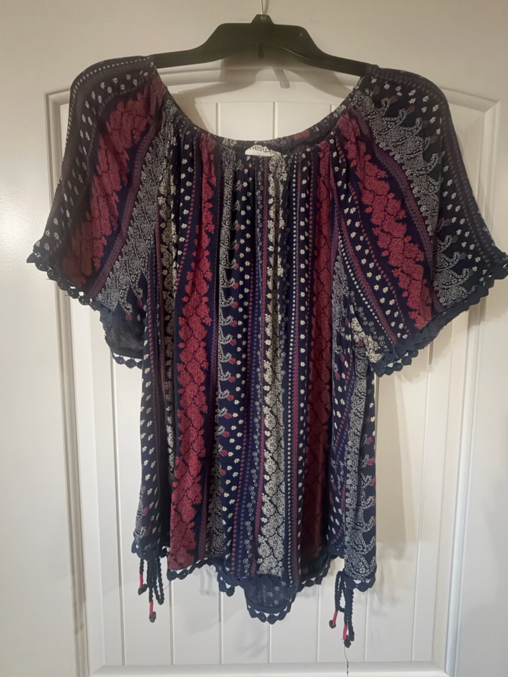 Westport Navy and Burgundy Stylish Top